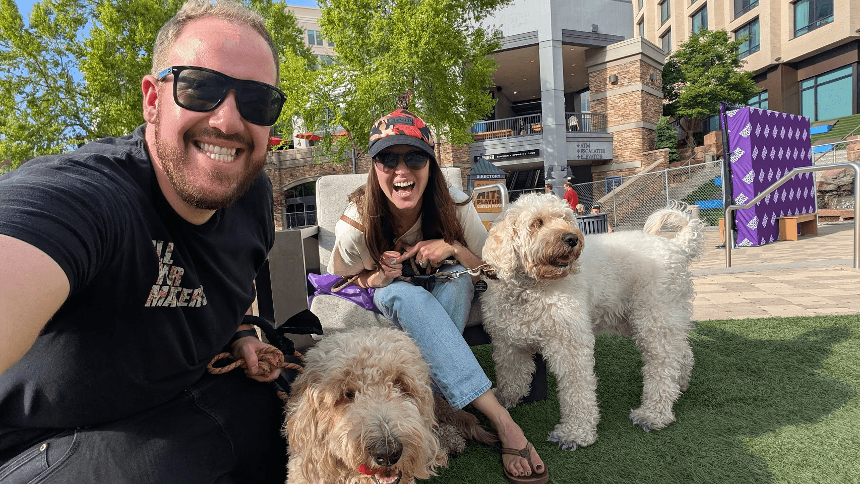 Matthew and Kiki with their two dogs